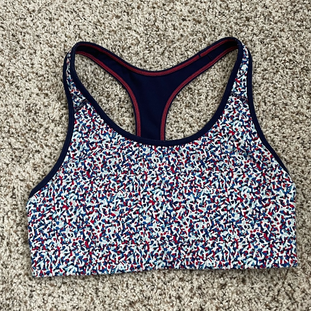 Blue and Pink Splattered Sports Bra